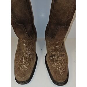 Women Dr Scholl's Lasso leather suede western mid calf embroidered boot ~Sz 7